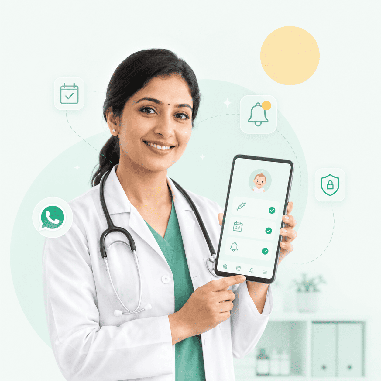 Doctor using Tichuk for automated child-care follow-up